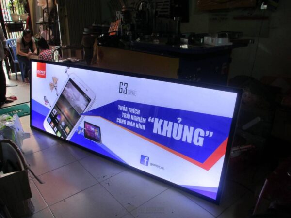 bảng hiệu hộp đèn bạt không gân hộp đèn bảng hiệu bạt không gân