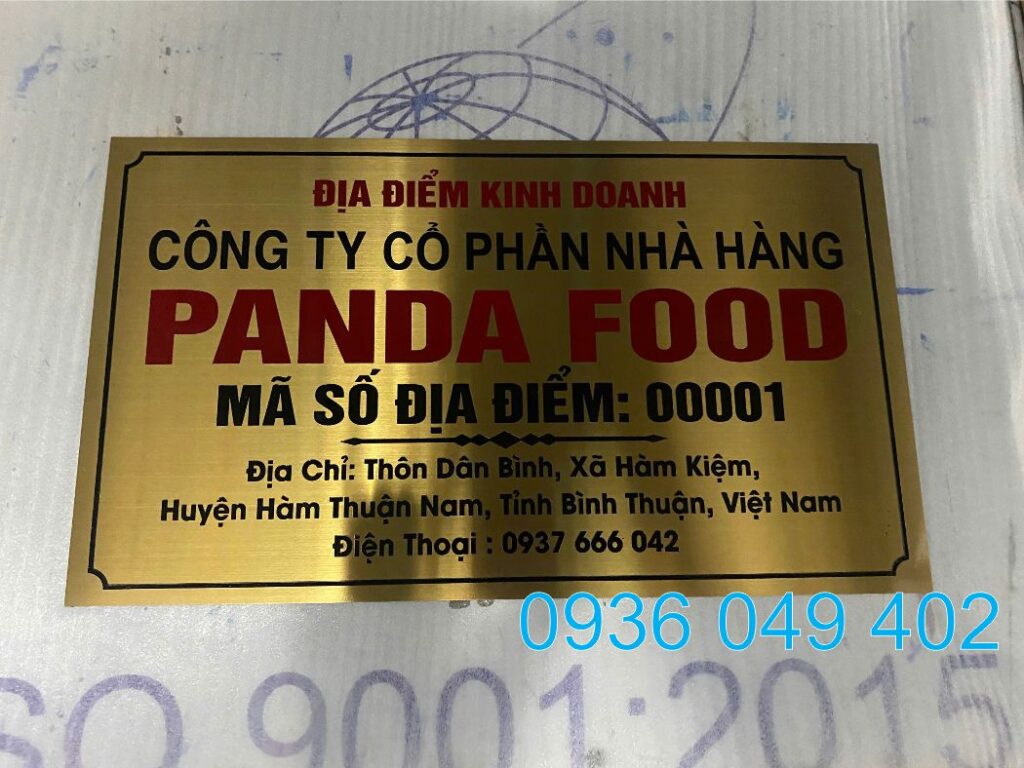 bảng tên công ty inox vàng xước