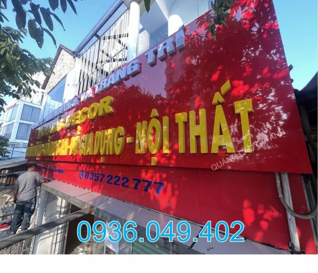 thi công bảng hiệu alu chữ nổi mica tại dĩ an 4