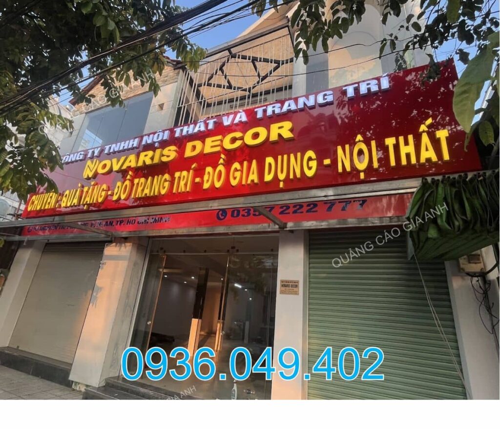 thi công bảng hiệu alu chữ nổi mica tại dĩ an