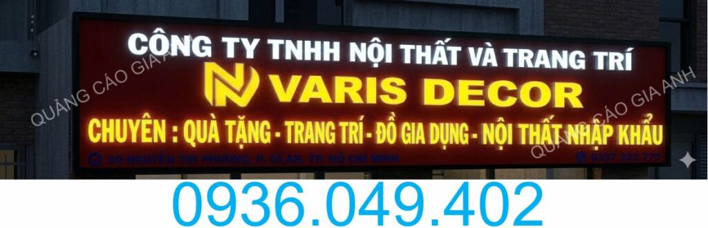 thi công bảng hiệu alu chữ nổi mica tại dĩ an